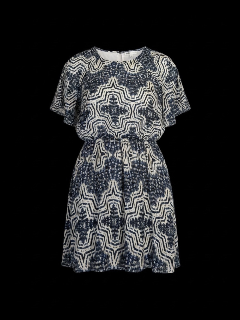 DR2 Navy and White Geometric Short Dress